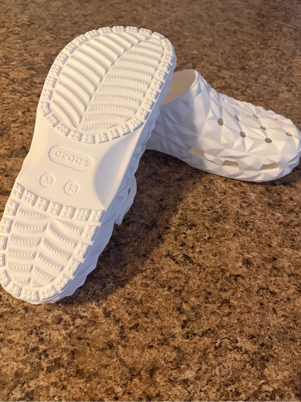 Crocs Classic Men’s Geometric White Slip-On Clogs!!(Men 13)